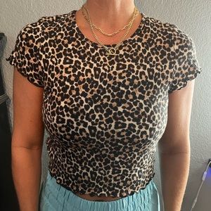 American Eagle cheetah print crop top, size small